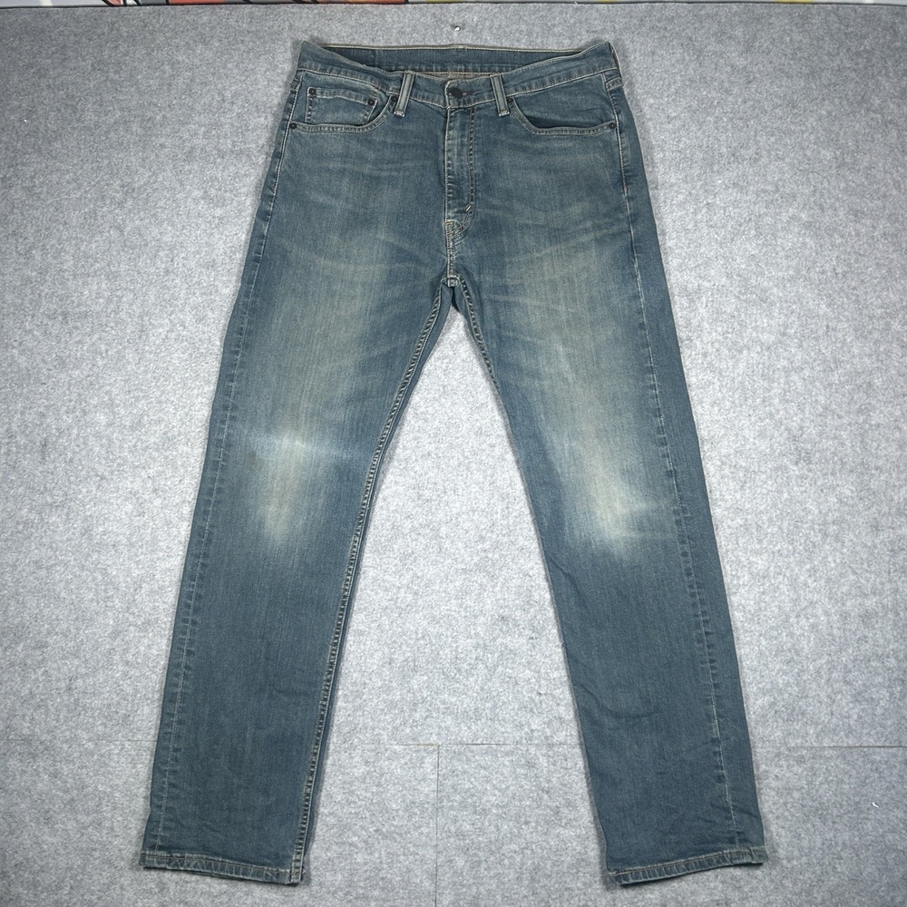 Levi's 505 Denim Jeans Men's Size 33x32 Blue Washed Straight Leg Relaxed‎